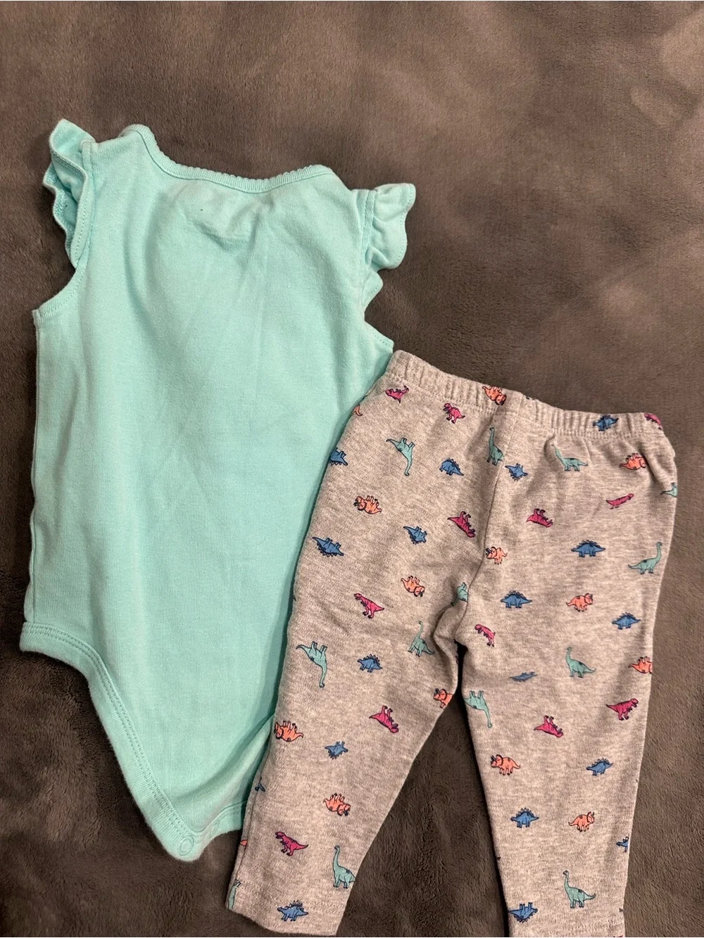 Carter's Teal Bodysuit with Gray Dino Print Leggings